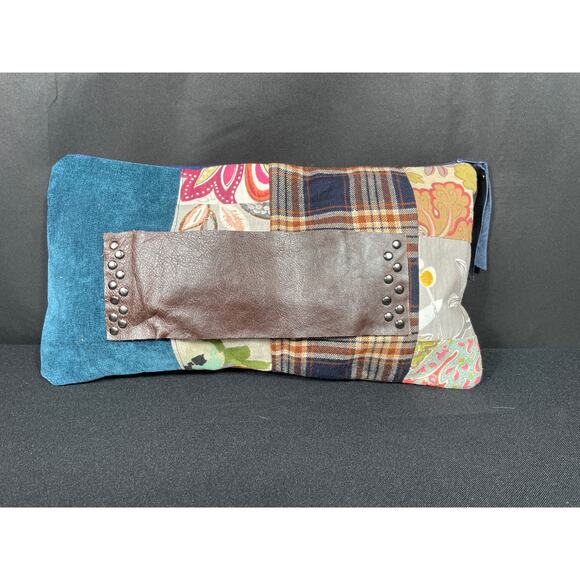 Handmade, One of a Kind Clutch, Vintage Fabric & Leather, Lined Patchwork Design - Picture 1 of 5